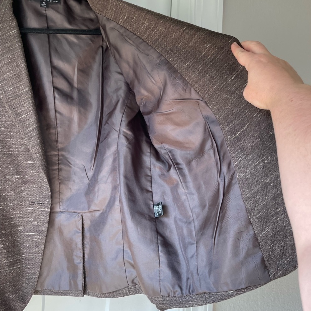 Lafayette 148 Dark Chocolate Wool Blend Minimalist Tailored Blazer - Picture 8 of 12